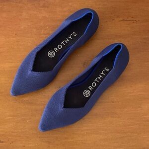 Rothy's The Point II Sz W7.5 Deep Navy Knit Ballet Flats Pointed - Blue